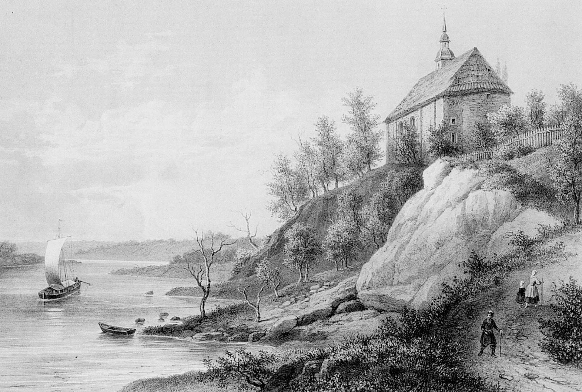 М.Кулеша. Церковь Бориса и Глеба на Коложе в Гродно. Литография. Конец 1850-х гг.